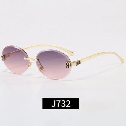 Rimless Oval Letter Logo Sunglasses