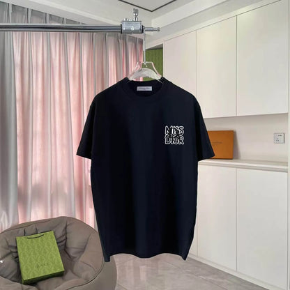 Contrast Logo Crew Neck Casual T‑Shirt