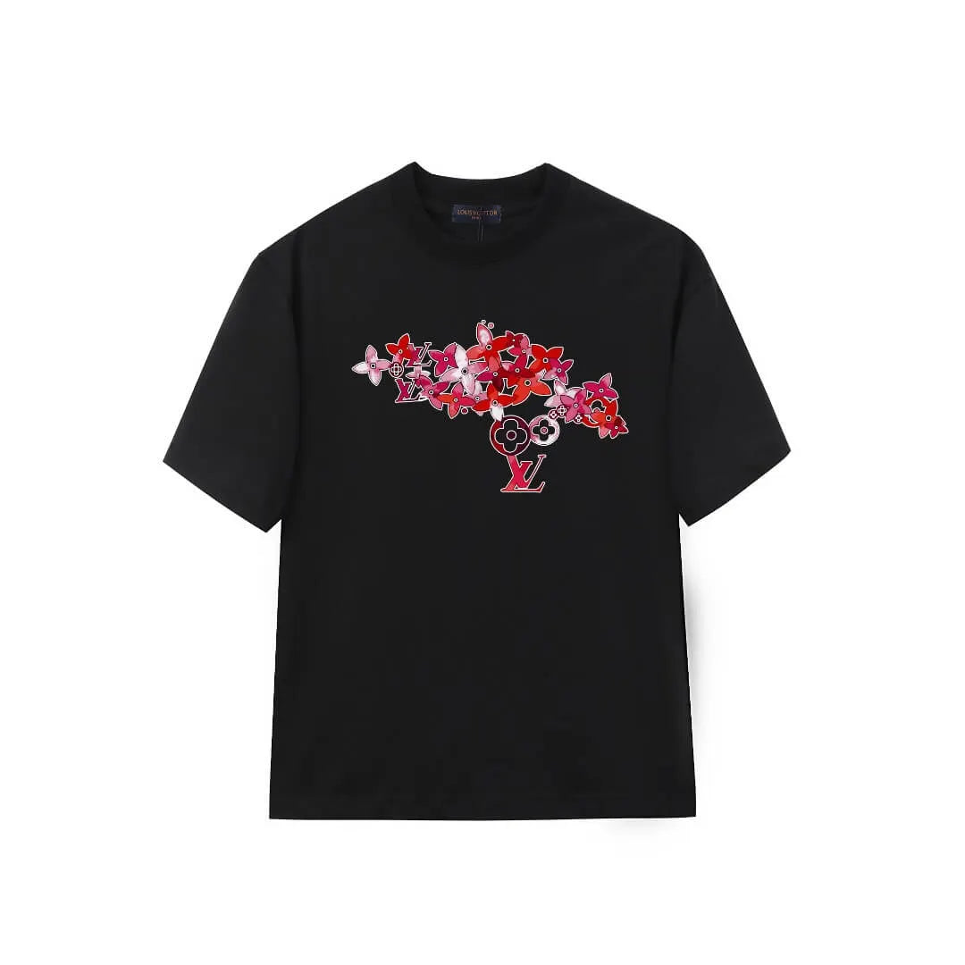 Gradient Red Flower Print T-Shirt