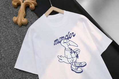 Cartoon Bird Letter Print Short‑Sleeve T‑Shirt