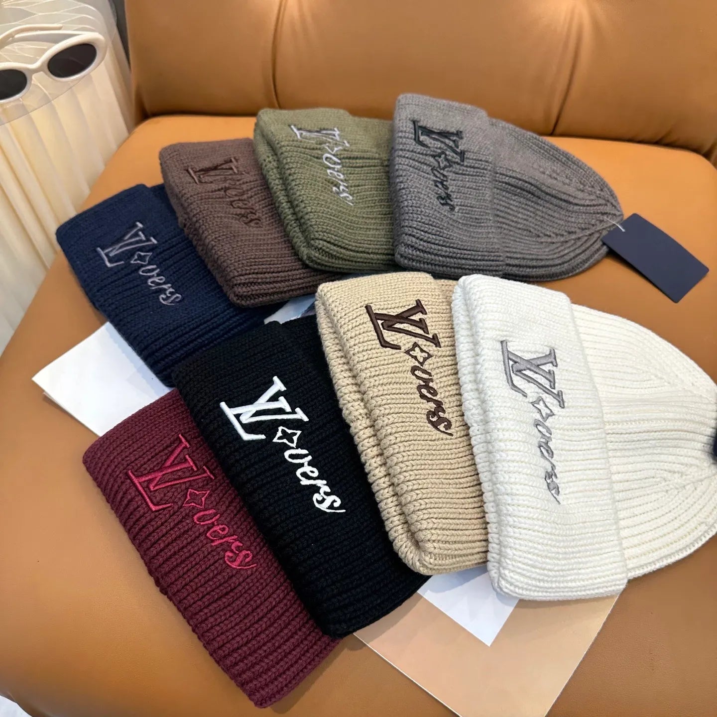 Multi-Color Embroidered Emblem Knitted Beanie