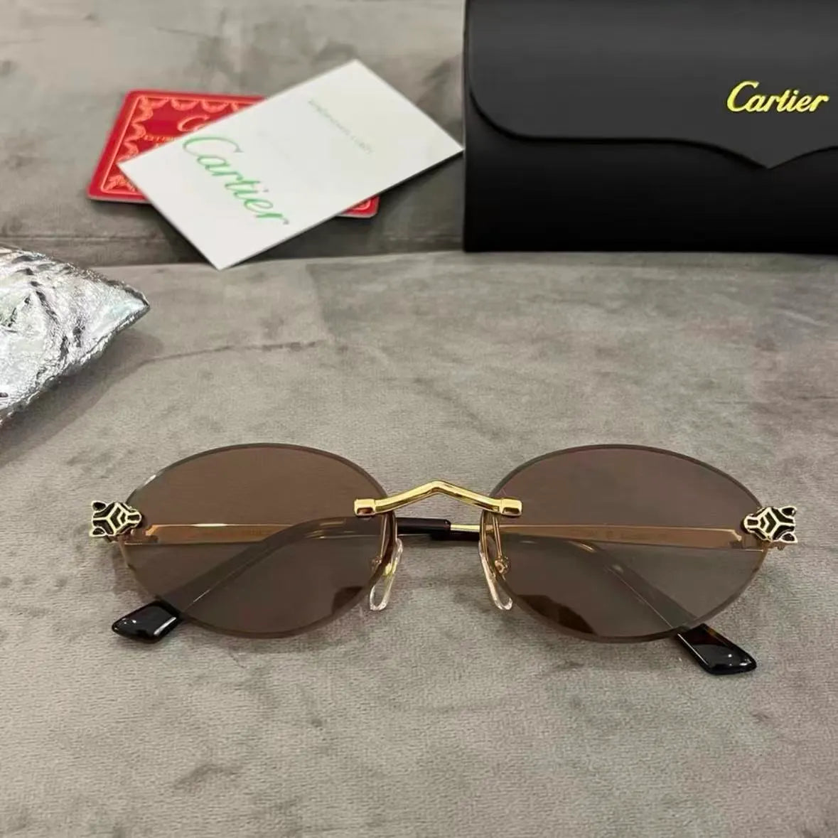 Vintage Panther Head Rimless Sunglasses