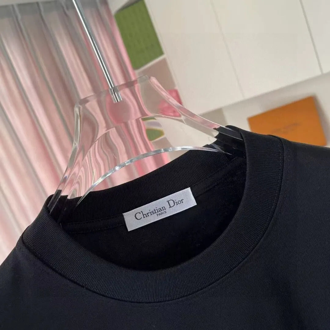 Contrast Logo Crew Neck Casual T‑Shirt