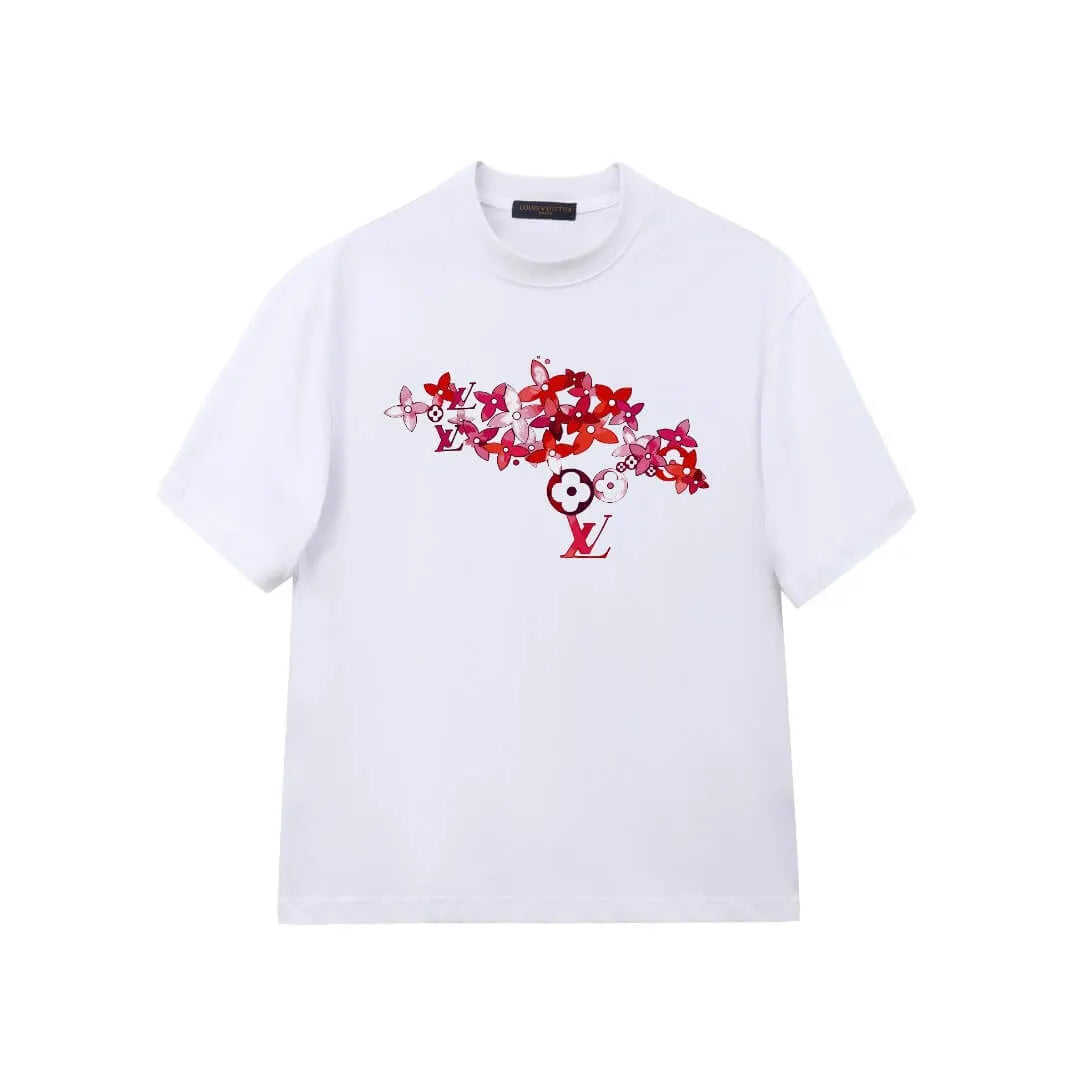Gradient Red Flower Print T-Shirt