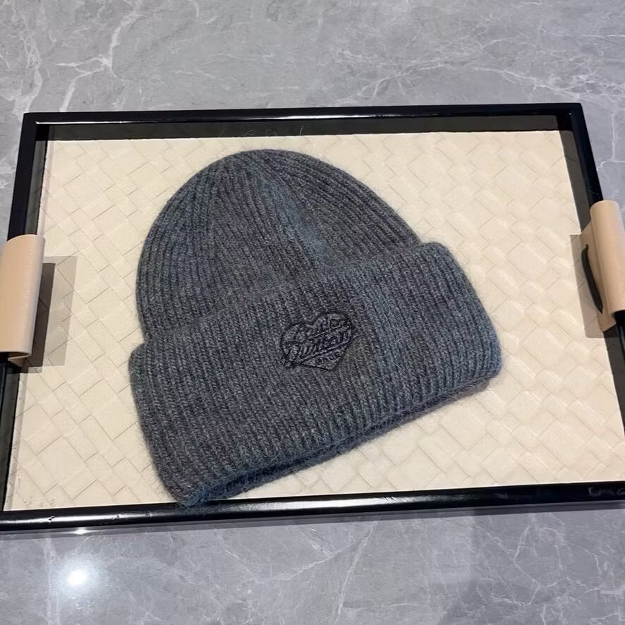 Heart Embroidered Knit Beanie