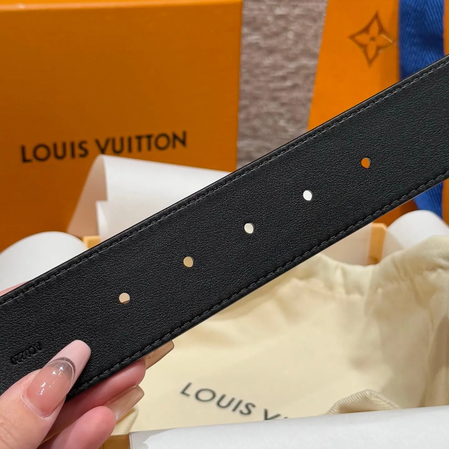 Plaid Grain Calfskin Leather Belt