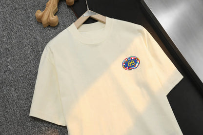 Color Chest Patch Crew Neck T‑Shirt