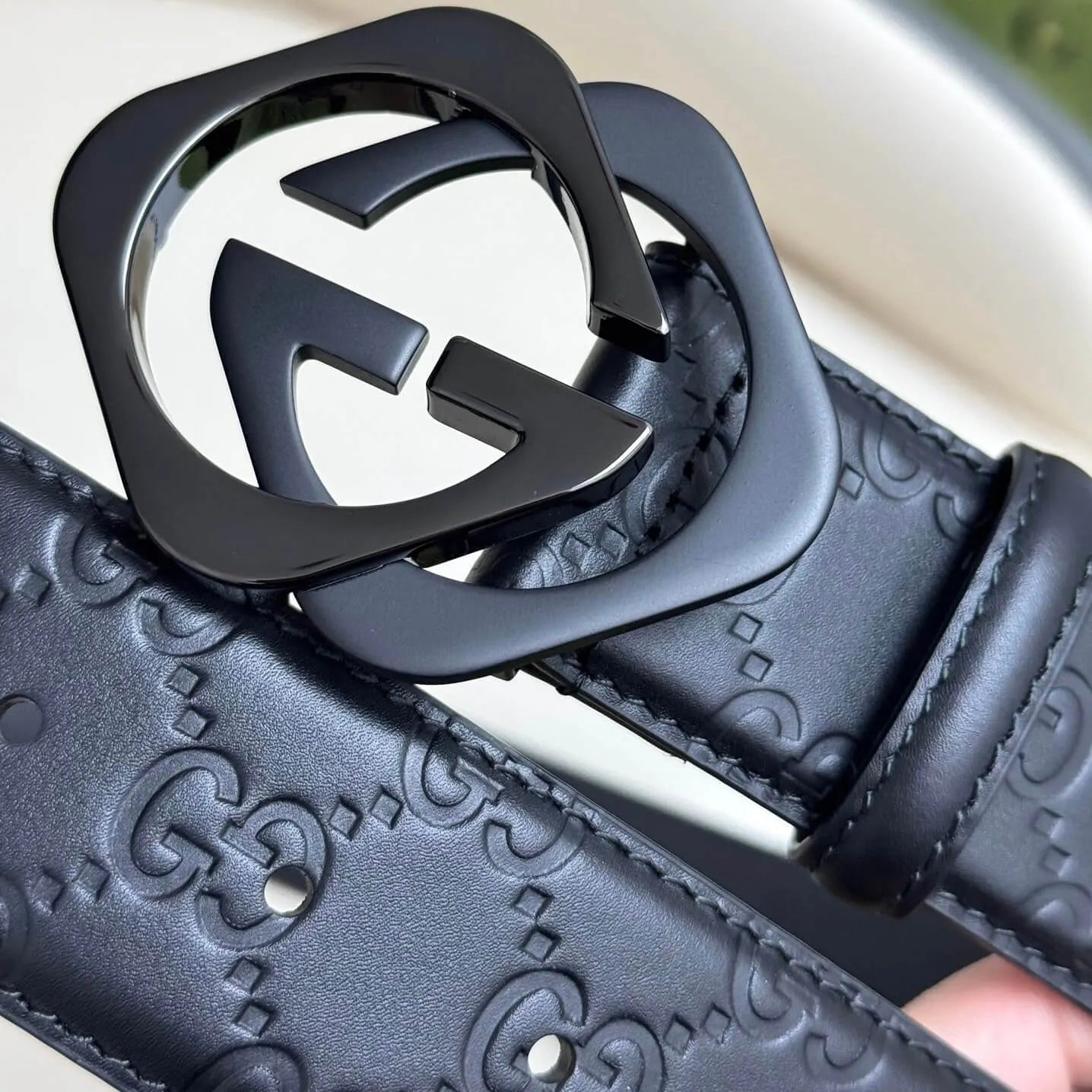 Stylish Two-Color Square Metal Buckle Belt