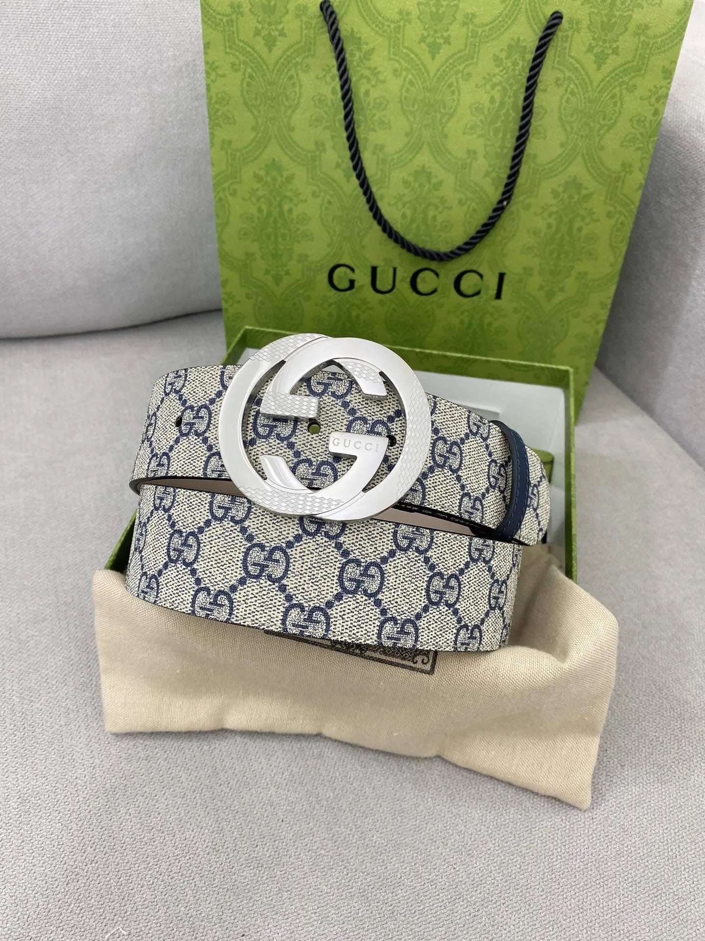 Trendy Monogram Webbing Belt with Metal Buckle