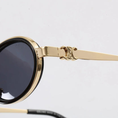 Round Metal Frame Triomphe Logo Sunglasses