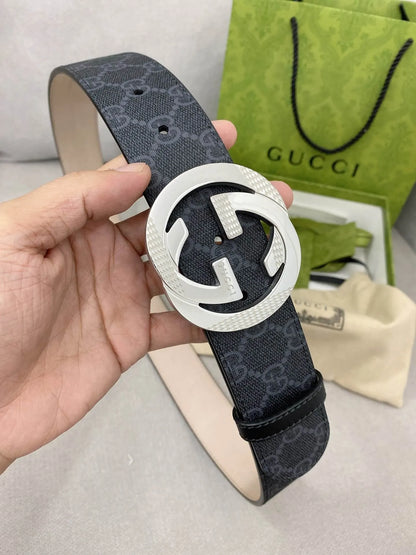 Retro Double G All-Over Print Leather Belt