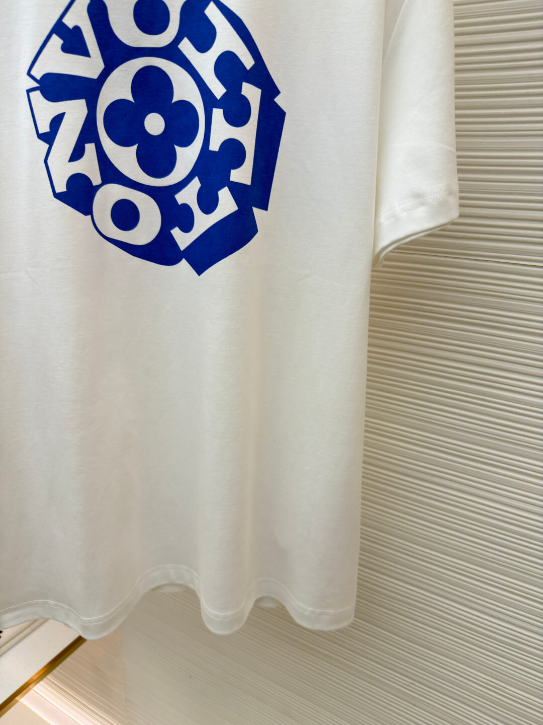 Blue Geometric Floral Dual‑Sided Print T-Shirt