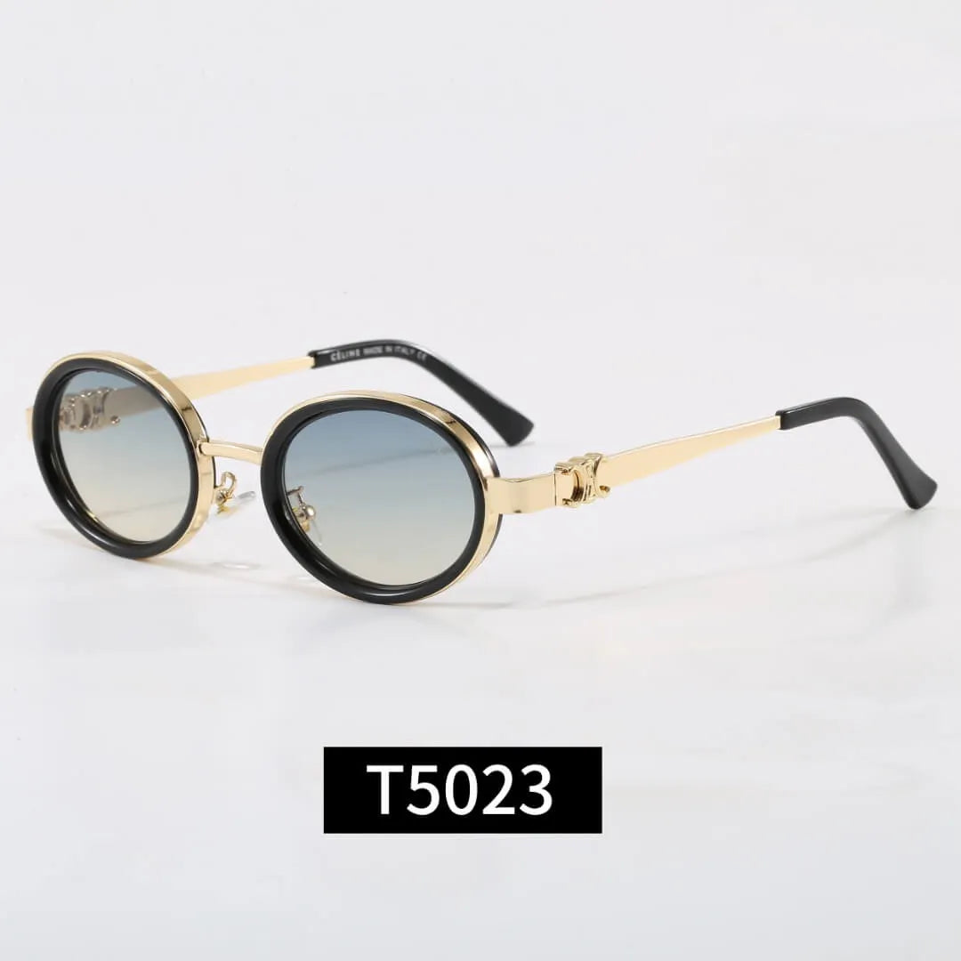 Round Metal Frame Triomphe Logo Sunglasses