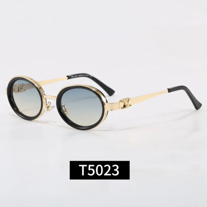 Round Metal Frame Triomphe Logo Sunglasses