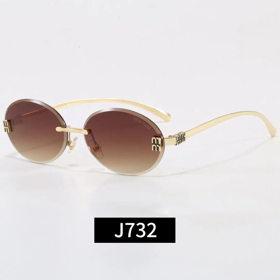 Rimless Oval Letter Logo Sunglasses