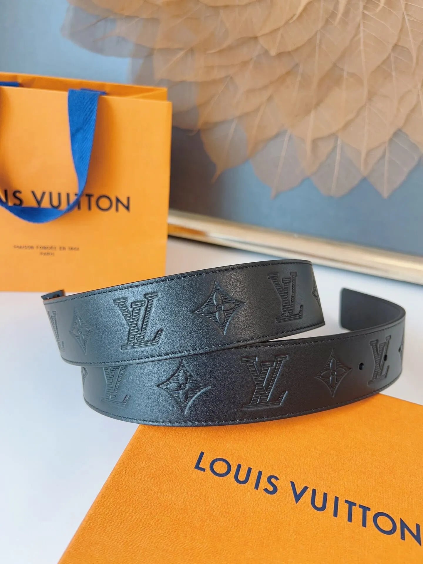 Calfskin Embossed Pattern Leather Belt