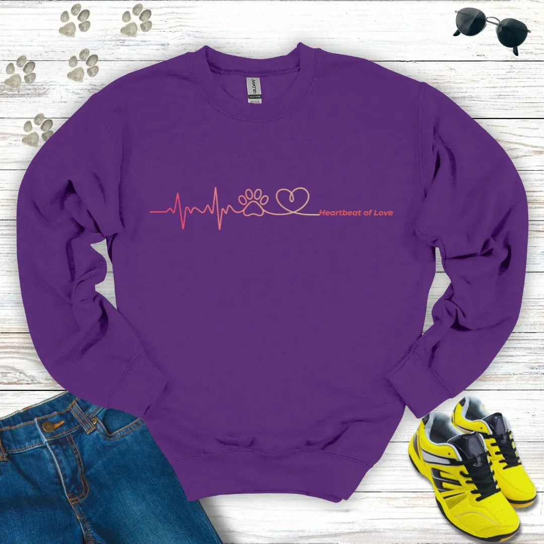 Heartbeat of Love  – Paw to Heart Minimalist Crewneck Sweatshirt