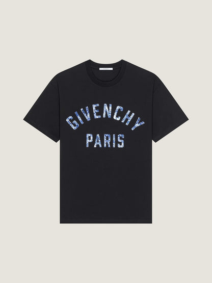 Purple Gradient Letter Print T‑Shirt