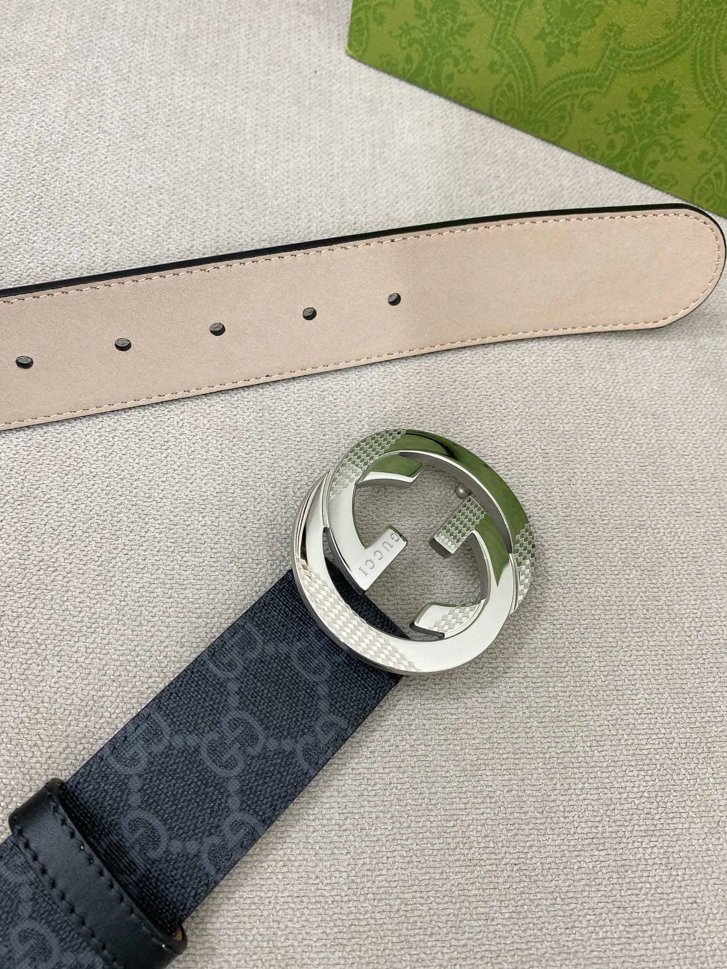 Retro Double G All-Over Print Leather Belt