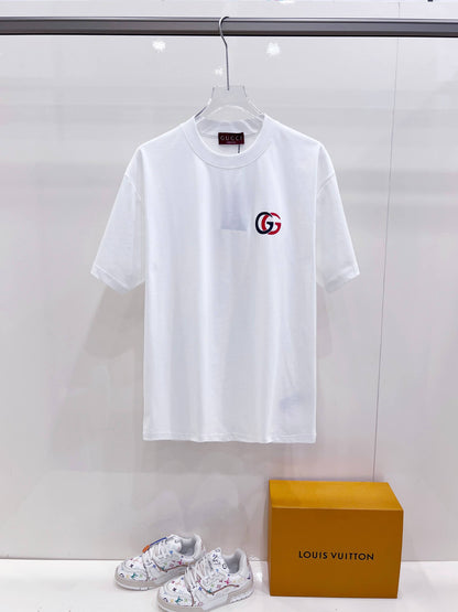 Red‑Blue Double G Print T‑Shirt