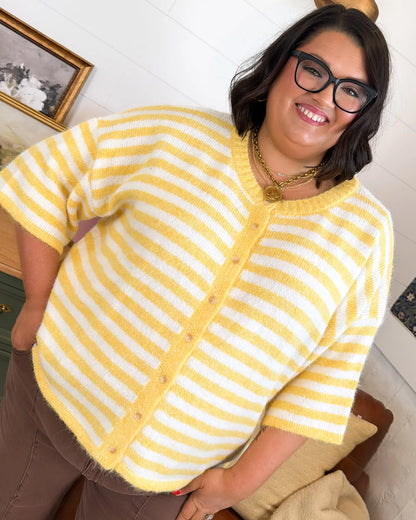 Nantucket Striped Button Up Sweater Cardigan
