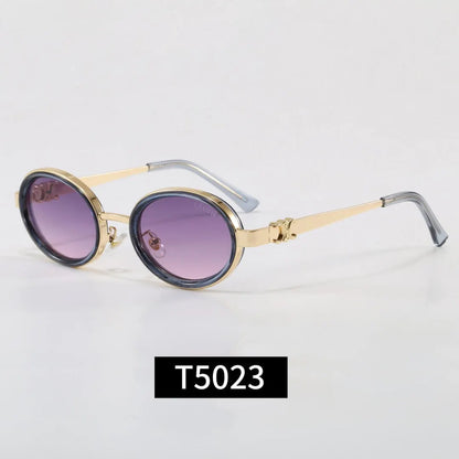 Round Metal Frame Triomphe Logo Sunglasses