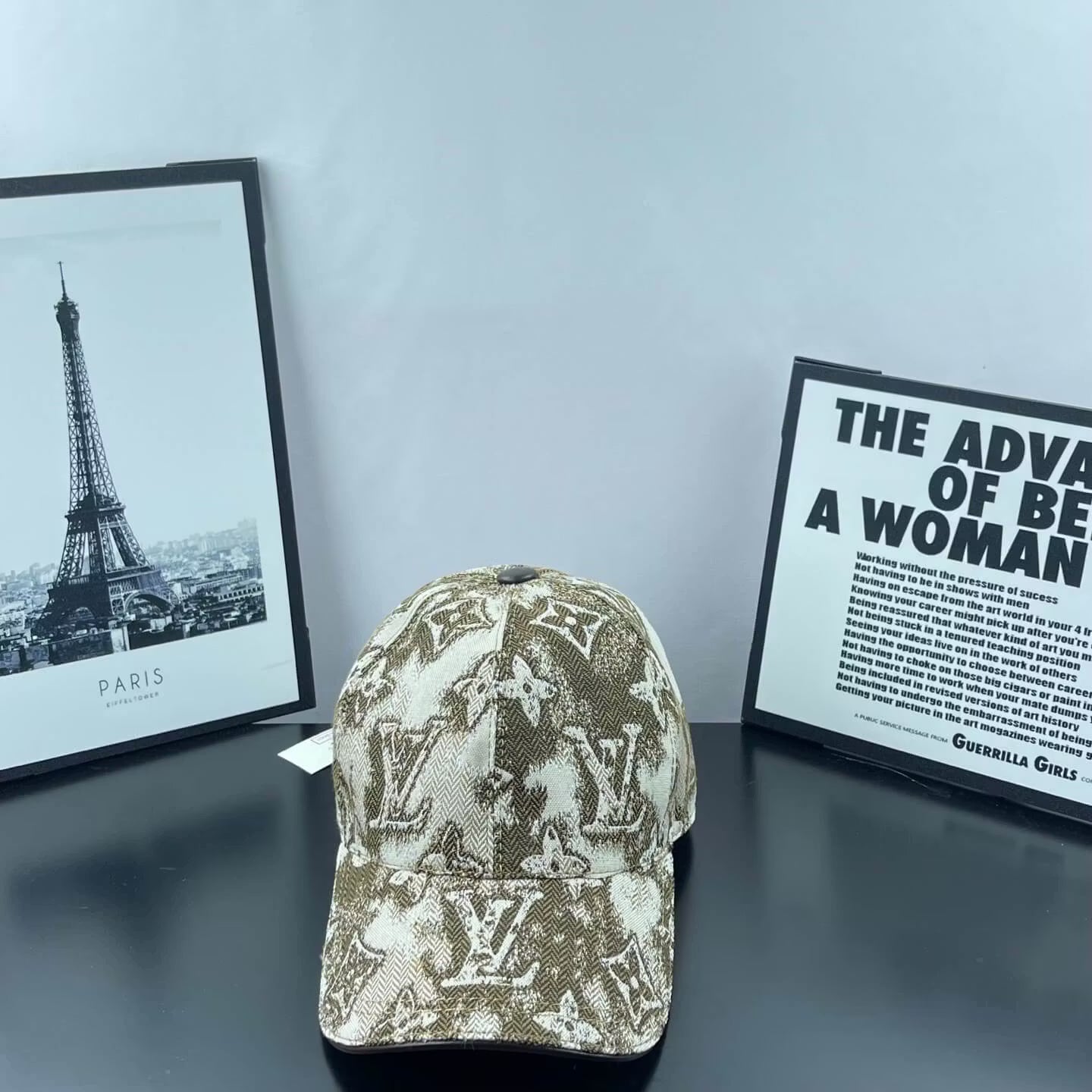 Distressed All-Over Monogram Baseball Cap