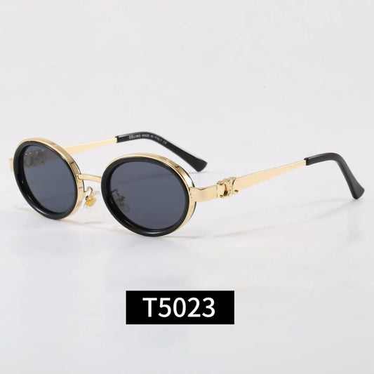 Round Metal Frame Triomphe Logo Sunglasses