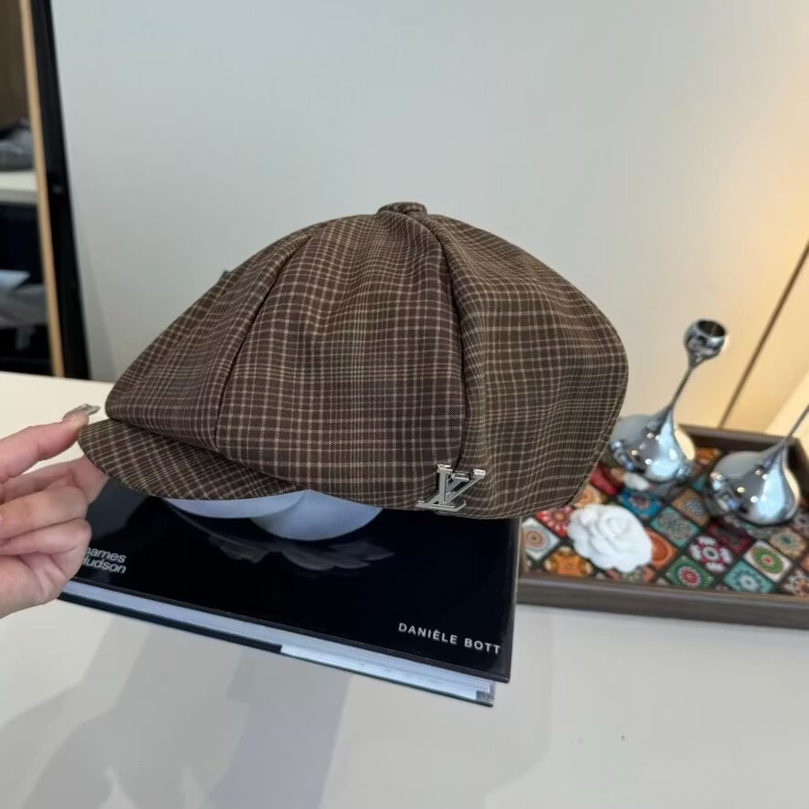 Plaid Retro Literary Style Beret Hat