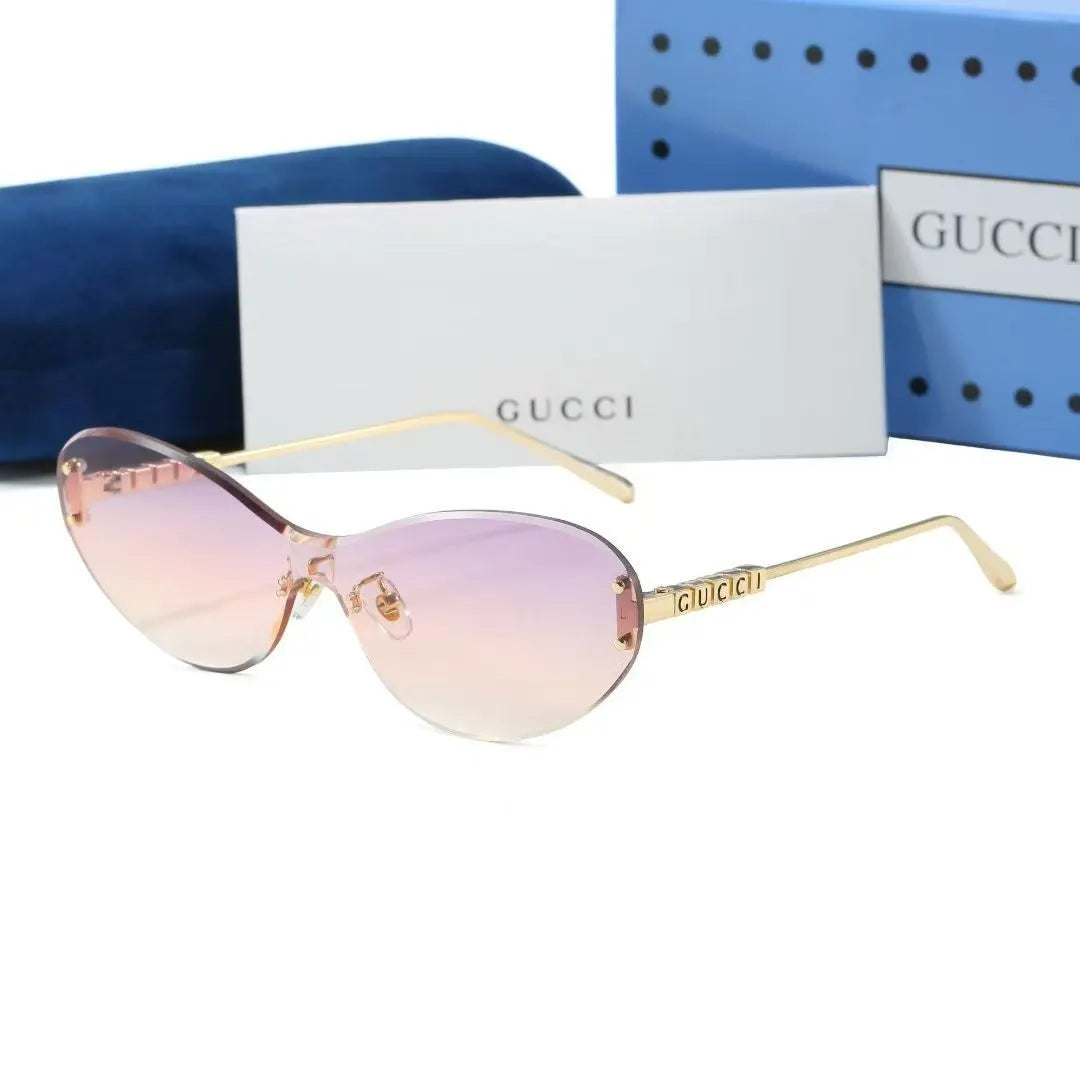 Shield Rimless Cat-Eye Sunglasses