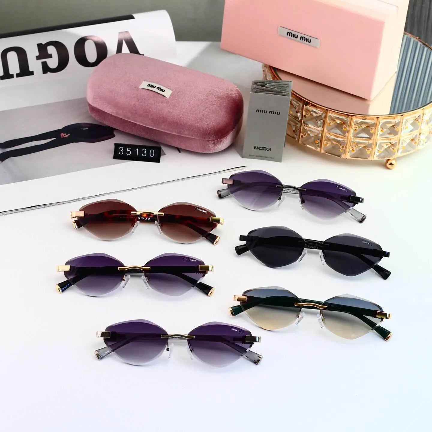 Rimless Irregular Sunglasses