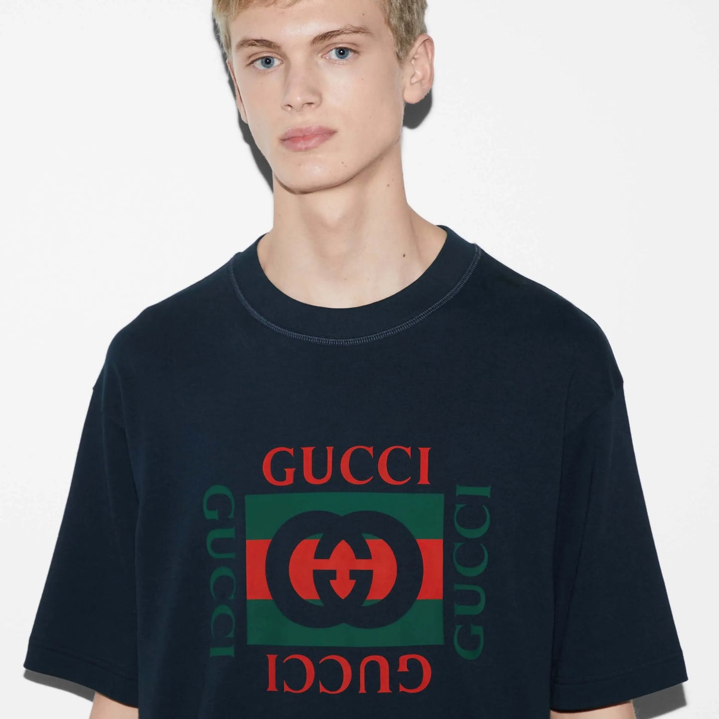 Red‑Green Letter Print T‑Shirt