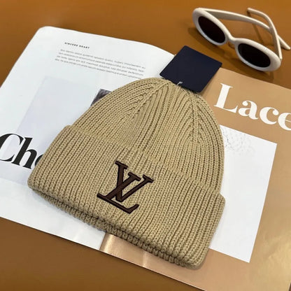 Multi-Color Large Emblem Knitted Warm Beanie