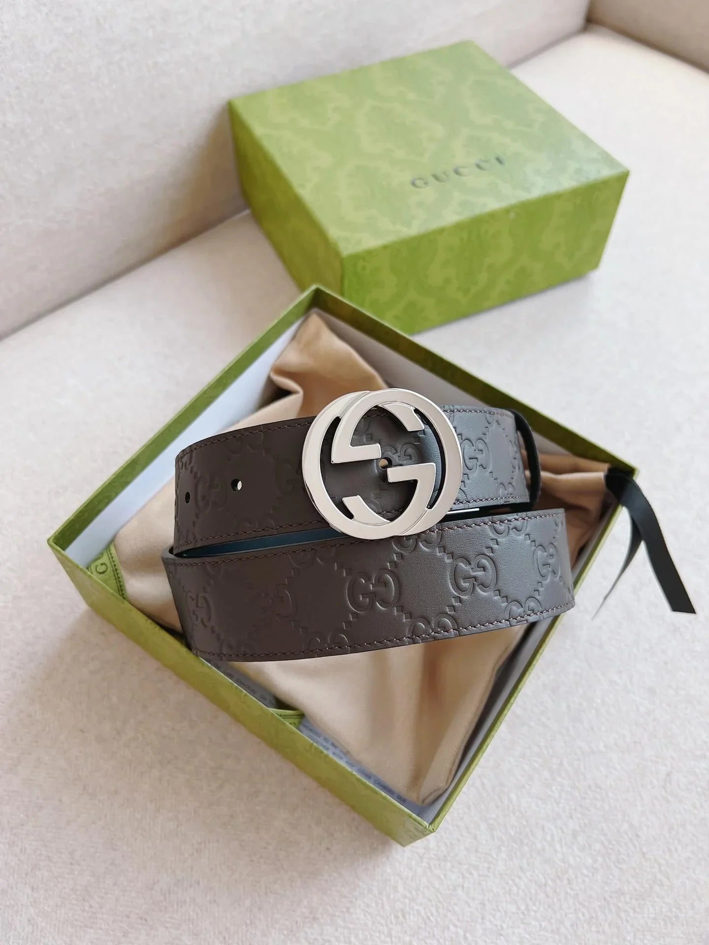Classic Embossed Calfskin Leather Belt