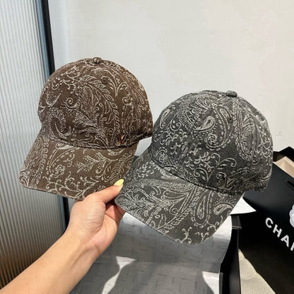 Paisley Pattern Distressed Denim Baseball Cap