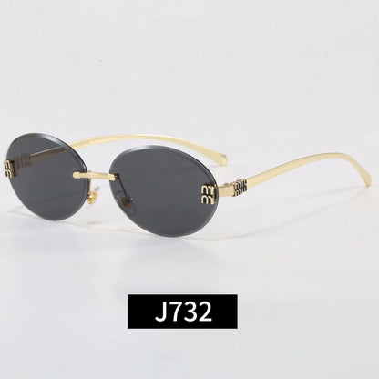 Rimless Oval Letter Logo Sunglasses