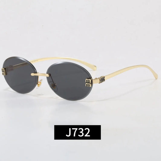 Rimless Oval Letter Logo Sunglasses