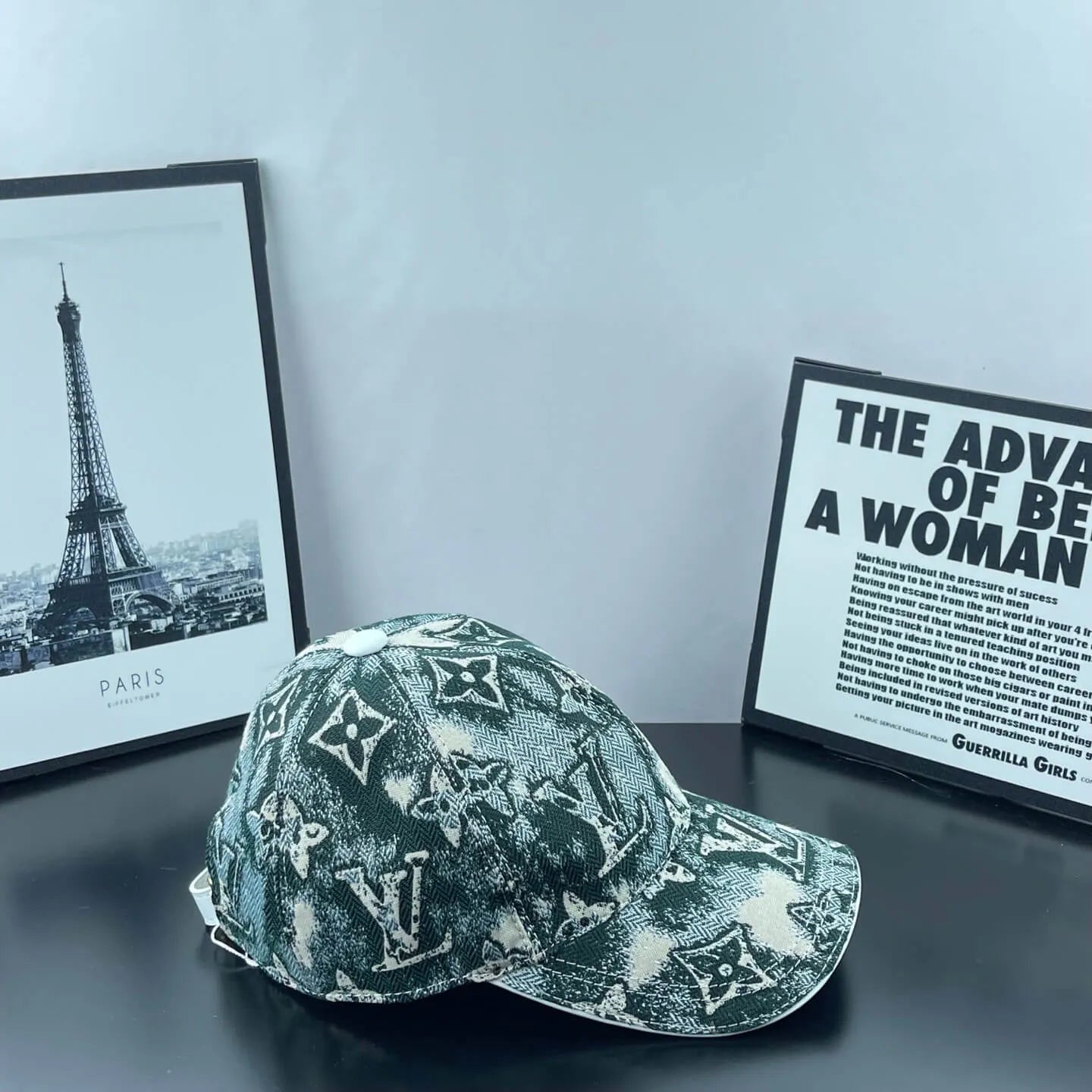 Distressed All-Over Monogram Baseball Cap
