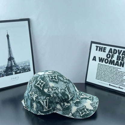 Distressed All-Over Monogram Baseball Cap