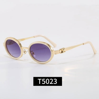Round Metal Frame Triomphe Logo Sunglasses
