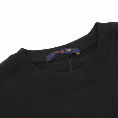 Dotted Outline Cursive Dual-Sided Print T-Shirt