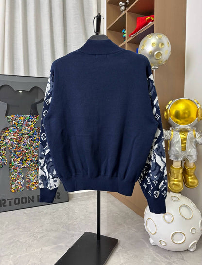 Patchwork-Sleeve Heavyweight Wool Jacket