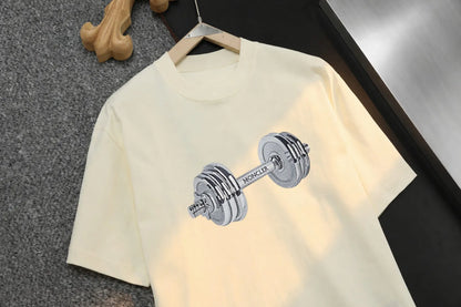 Dumbbell Pattern Realistic Print T‑shirt