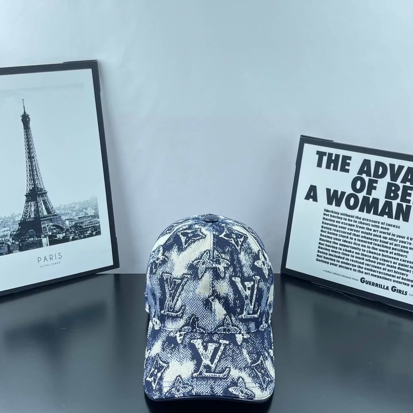 Distressed All-Over Monogram Baseball Cap